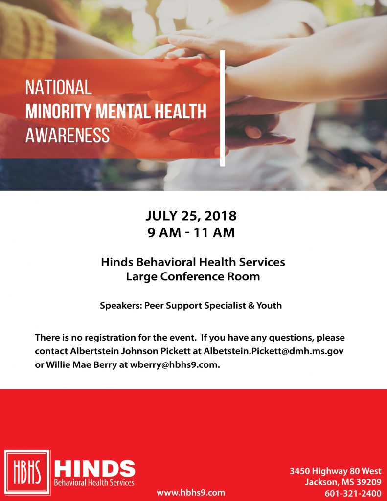 National Minority Mental Health Awareness Month Event - Hinds ...